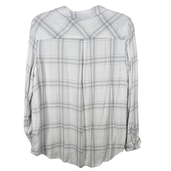 Well Worn Women Gray Plaid Super Soft Top S Clean Girl Fall Layer Light Academia - Picture 4 of 13
